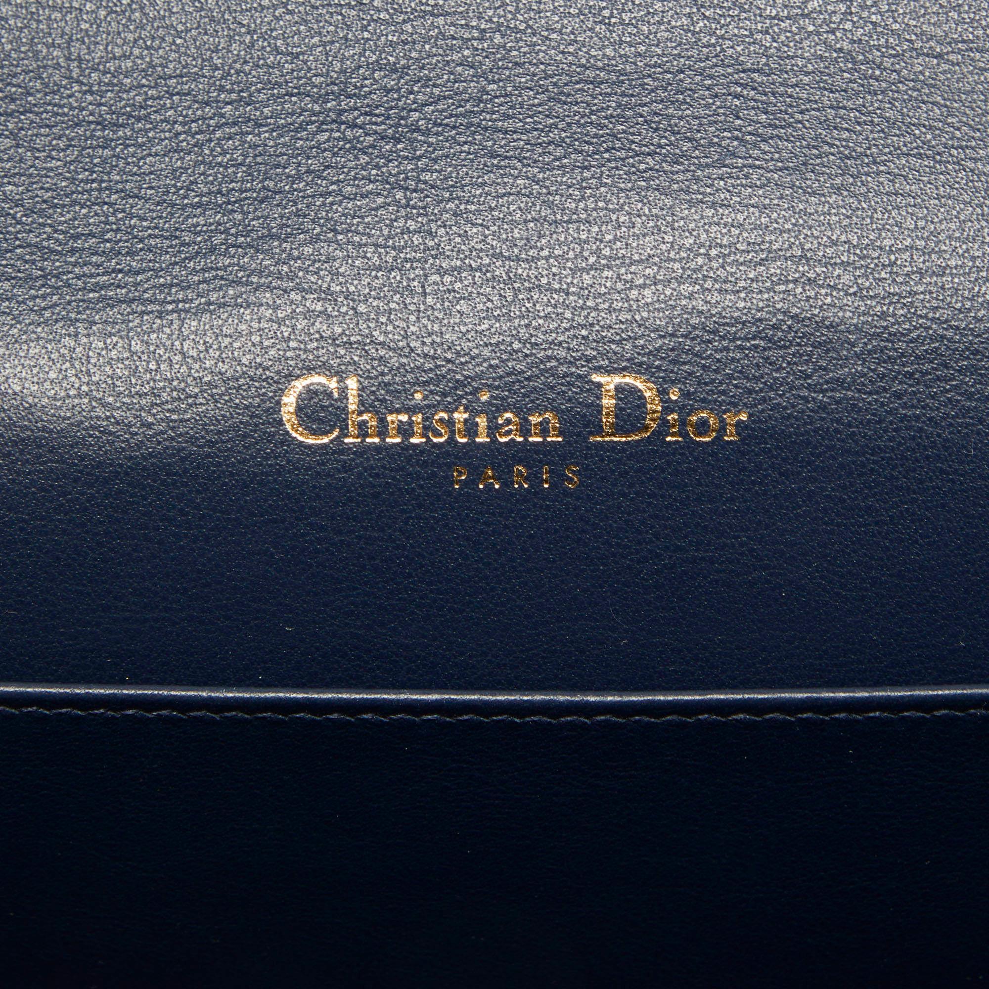 Dior Navy Blue Cannage Patent Leather Lady Dior Chain Clutch 5
