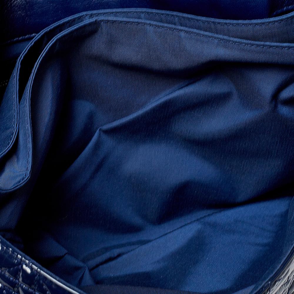 Dior Navy Blue Cannage Patent Leather Large New Lock Flap Shoulder Bag 6