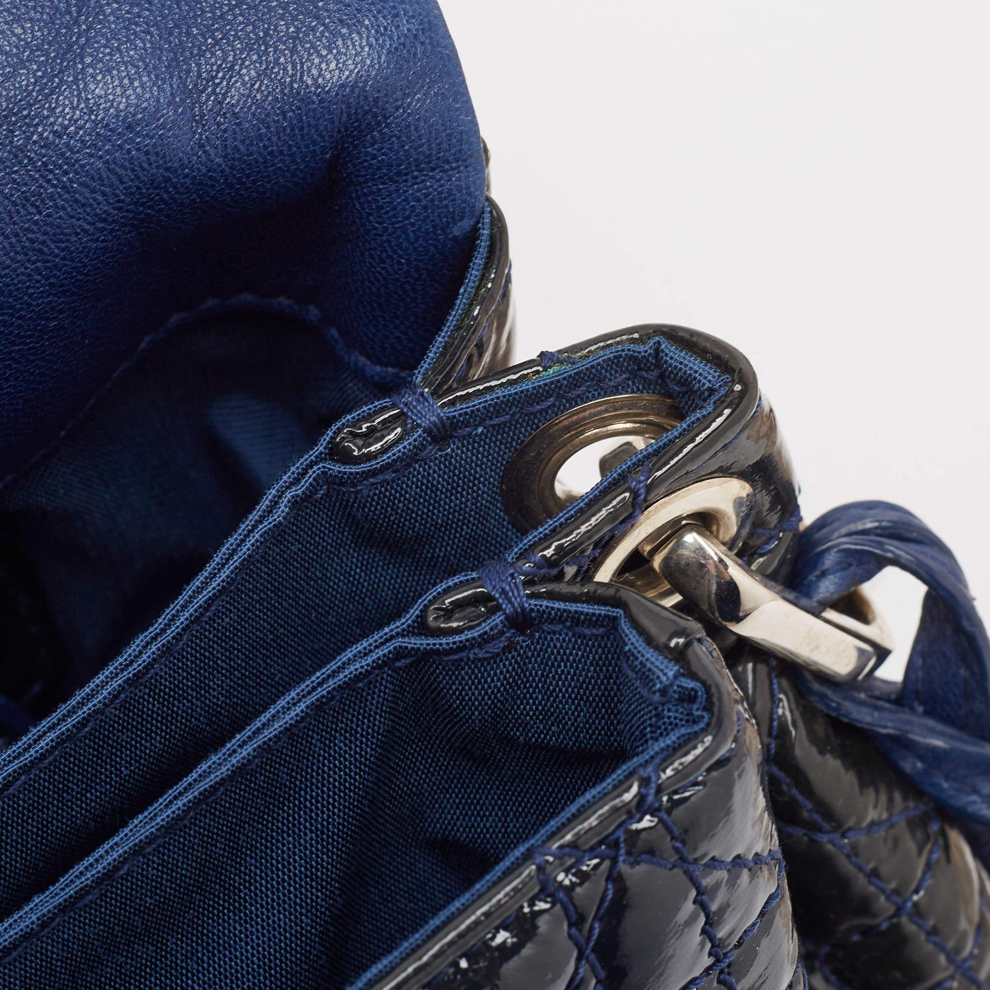 Dior Navy Blue Cannage Patent Leather Miss Dior Shoulder Bag For Sale 6
