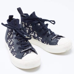 Dior Navy Blue Canvas and Leather Walk'n'Dior Sneakers Size 37
