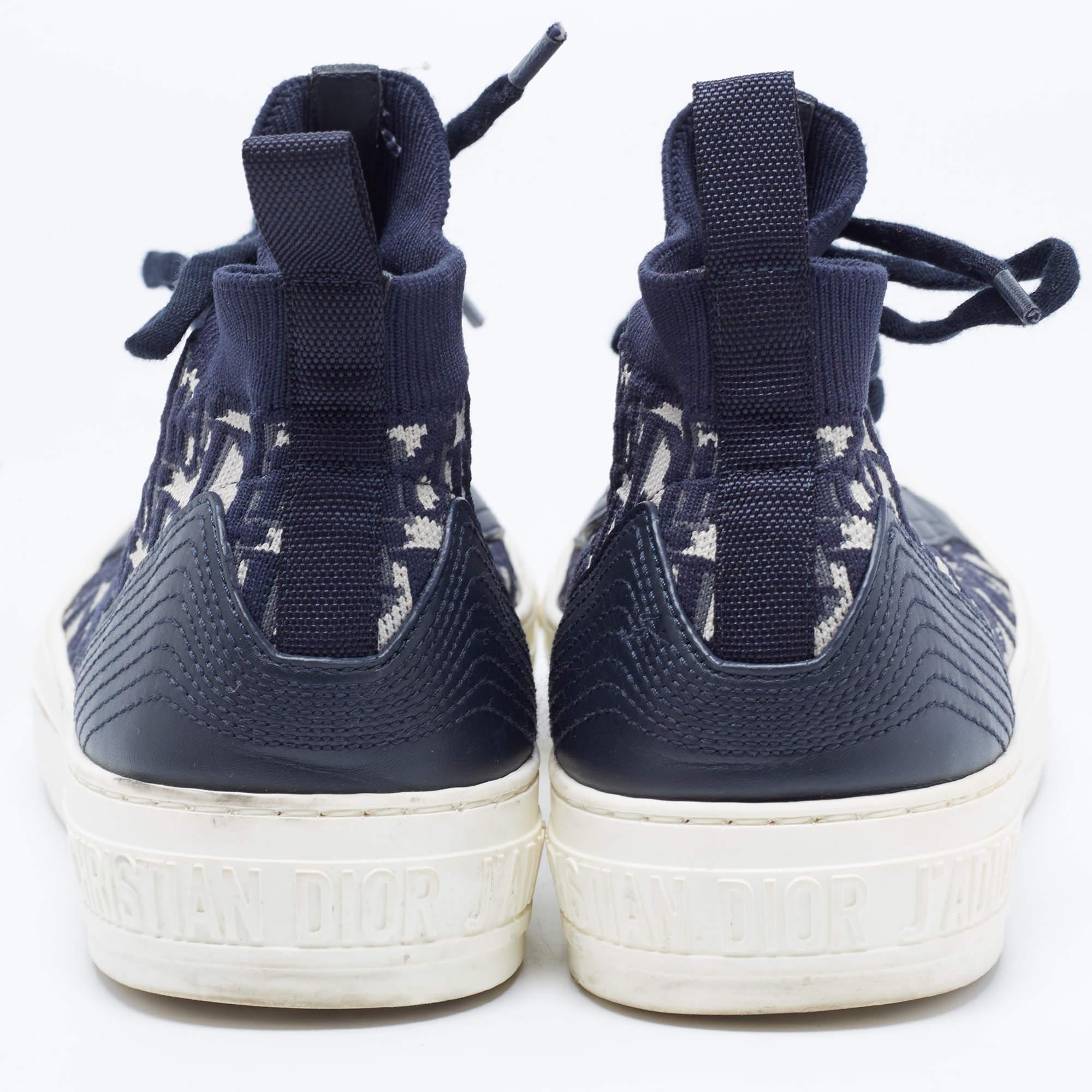 Dior Zapatillas Walk'n'Dior de lona y piel azul marino Talla 37 Negro en venta