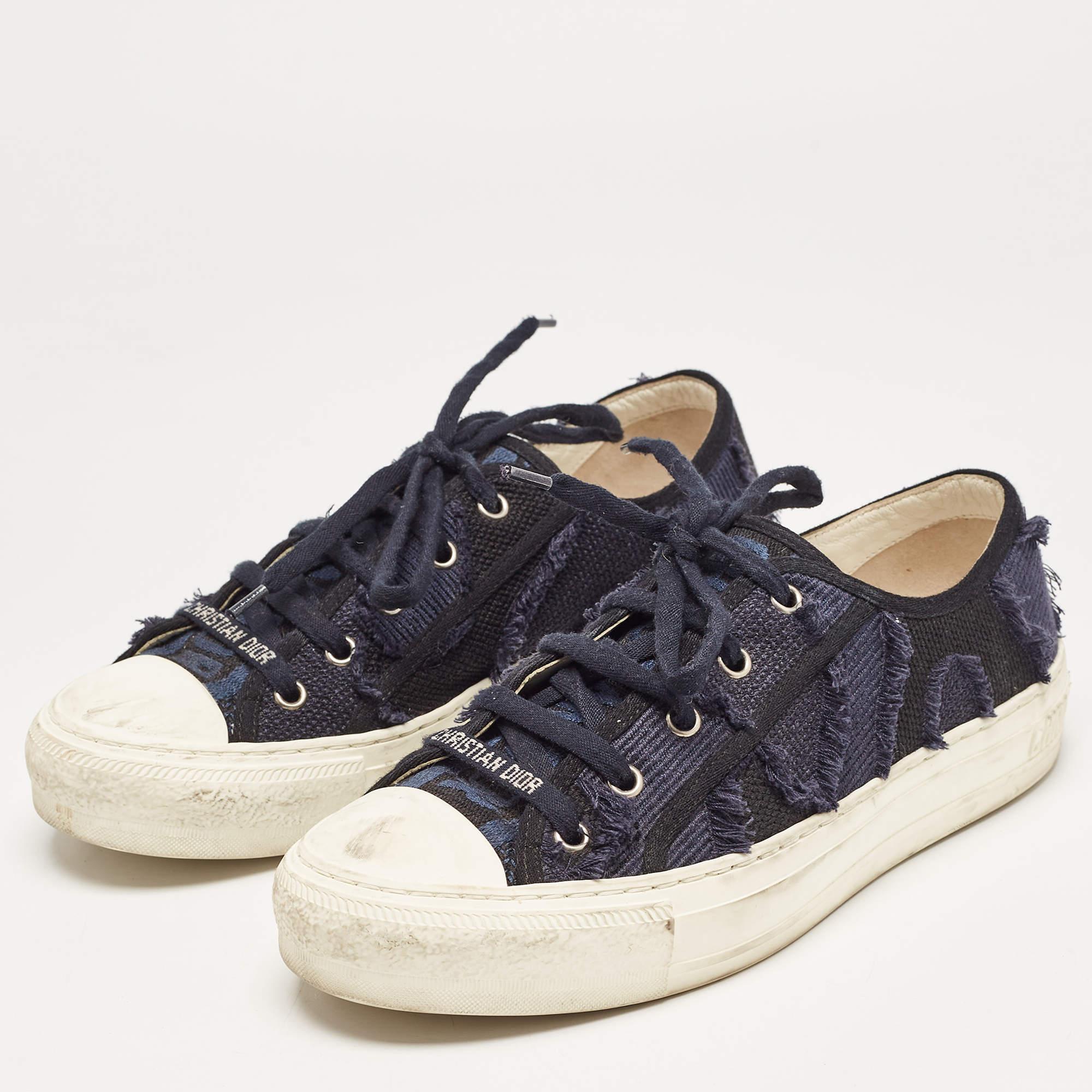 Dior Navy Blue Canvas Walk'N'Dior Low Top Sneakers Size 38.5 3
