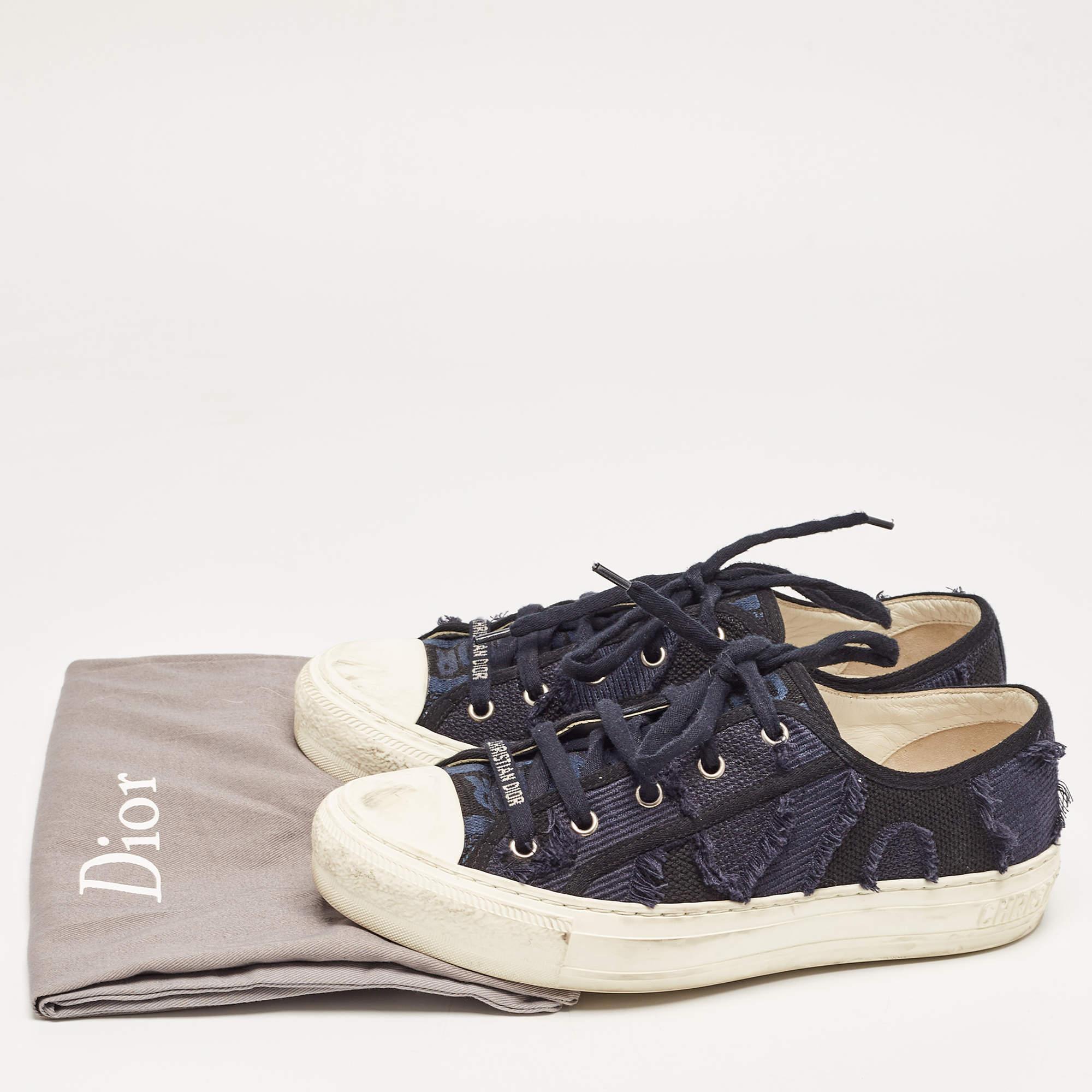 Dior Navy Blue Canvas Walk'N'Dior Low Top Sneakers Size 38.5 5