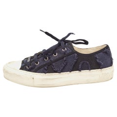 Dior Navy Blue Canvas Walk'N'Dior Low Top Sneakers Size 38.5