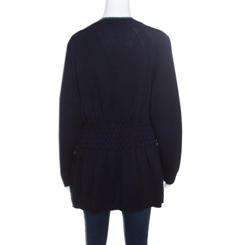 blue open front cardigan