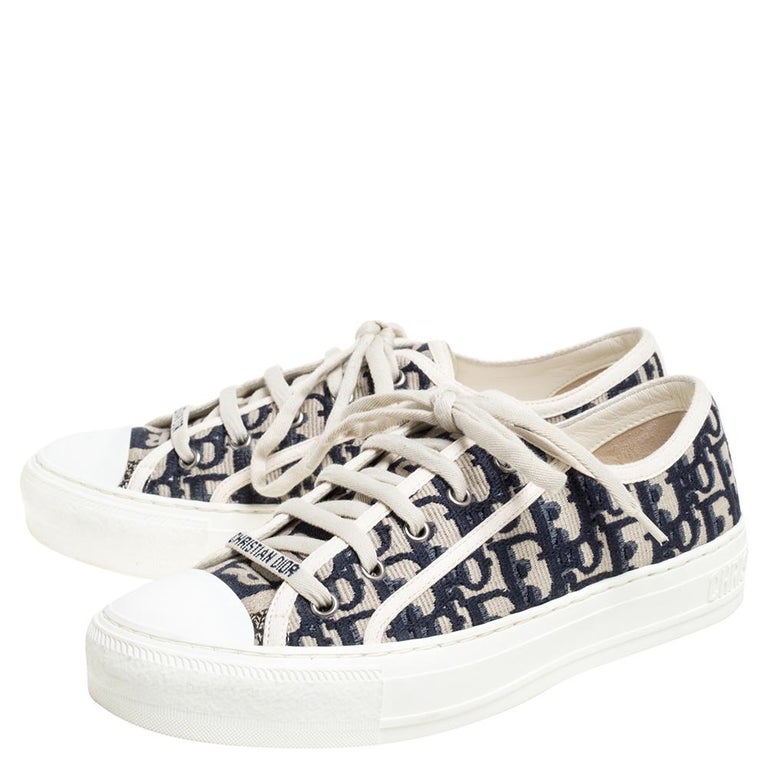 Dior Navy Blue Cotton Oblique Motif Walk'n'Dior Low Top Sneakers Size 38 at  1stDibs | tenis dior