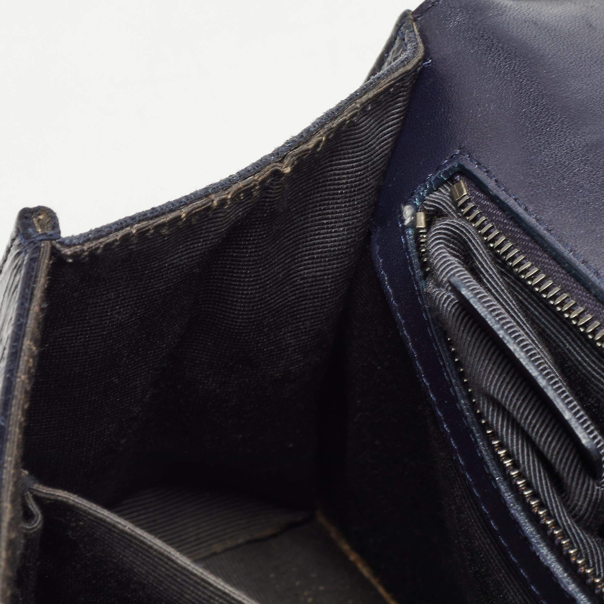 Dior Navy Blue Crackle Patent Leather Medium Diorama Shoulder Bag 4