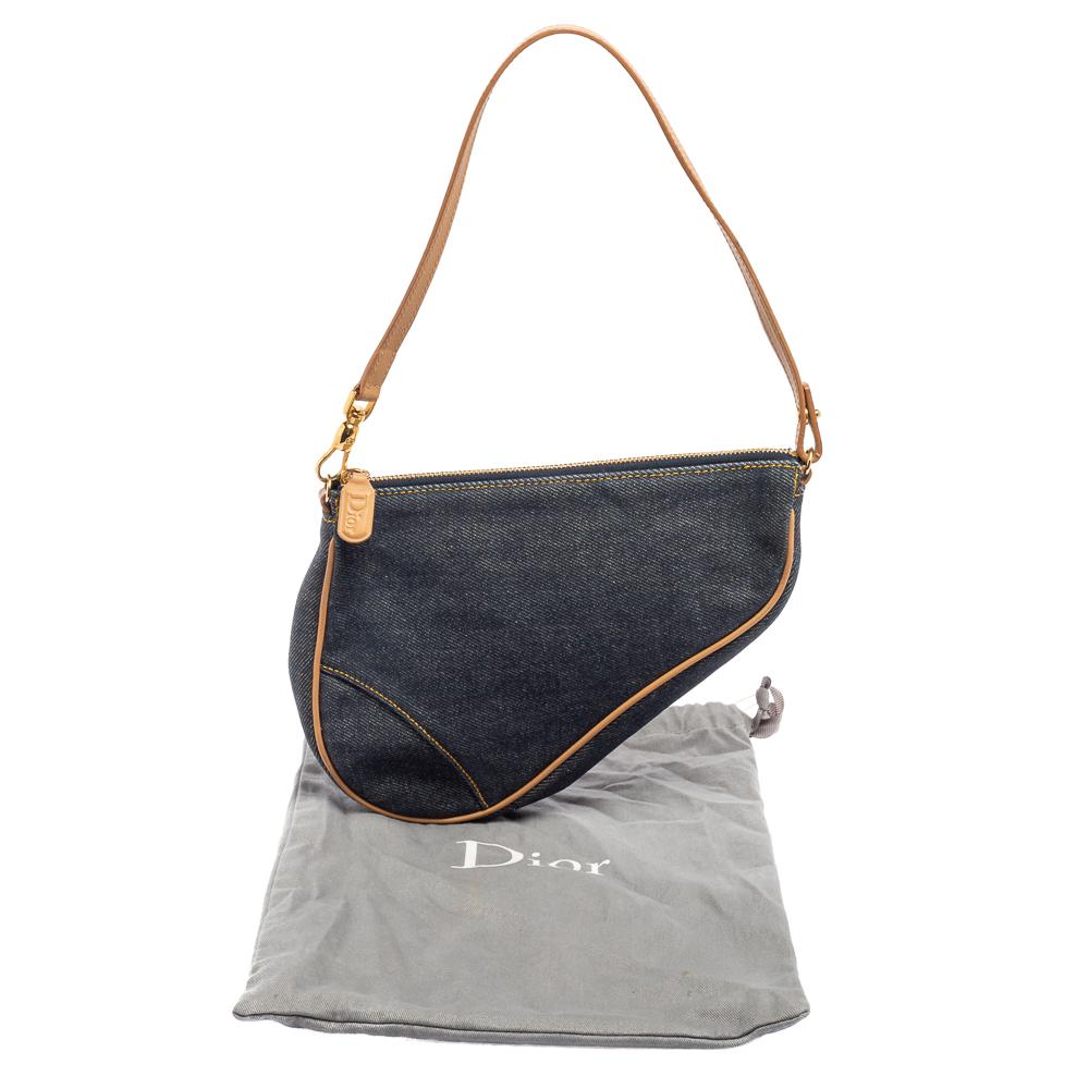 Dior Navy Blue Denim Saddle Pochette Bag 5