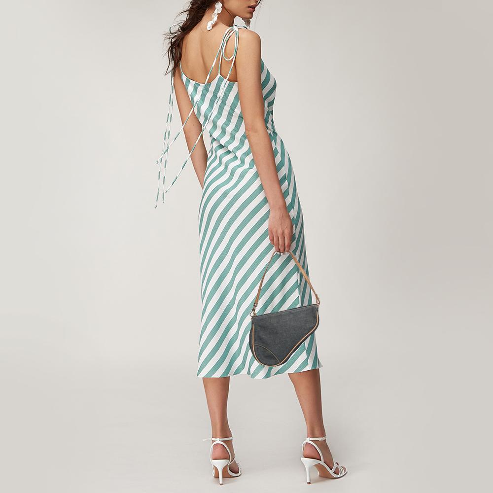 Black Dior Navy Blue Denim Saddle Pochette Bag