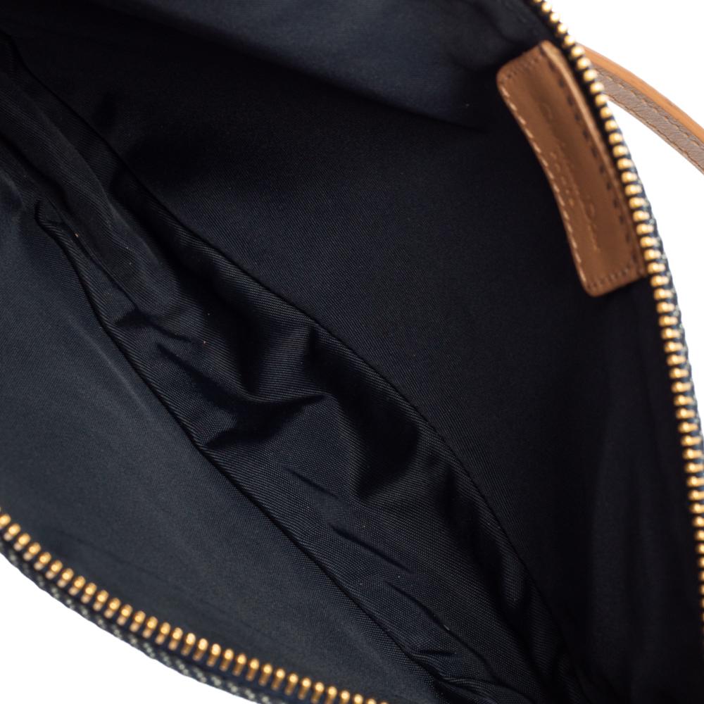 Dior Navy Blue Denim Saddle Pochette Bag In Good Condition In Dubai, Al Qouz 2