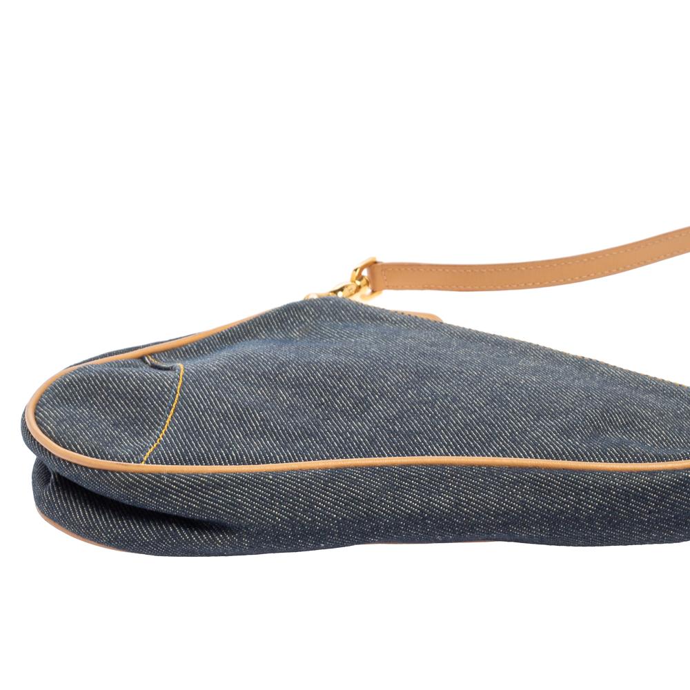 Dior Navy Blue Denim Saddle Pochette Bag 1