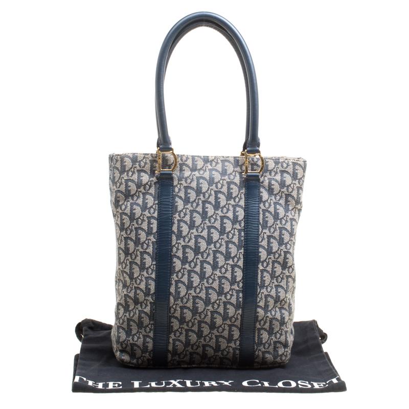 Dior Navy Blue Diorissmo Canvas and Leather Trotter Tote 1