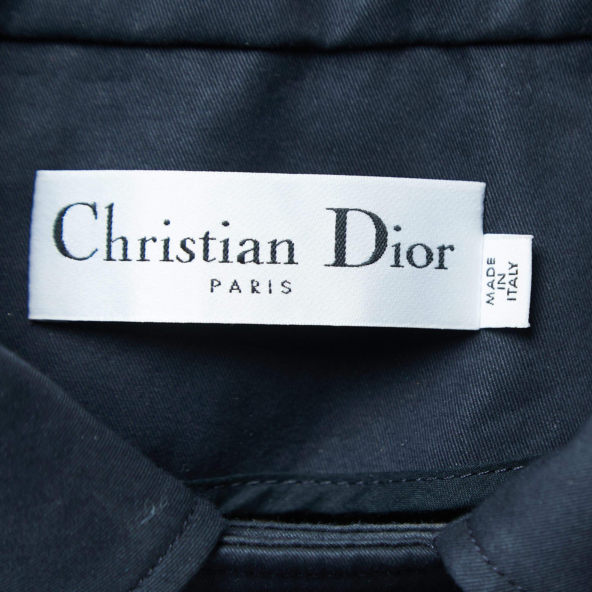 Dior Navy Blue Gabardine Double Breasted Belted Trench Coat M 1