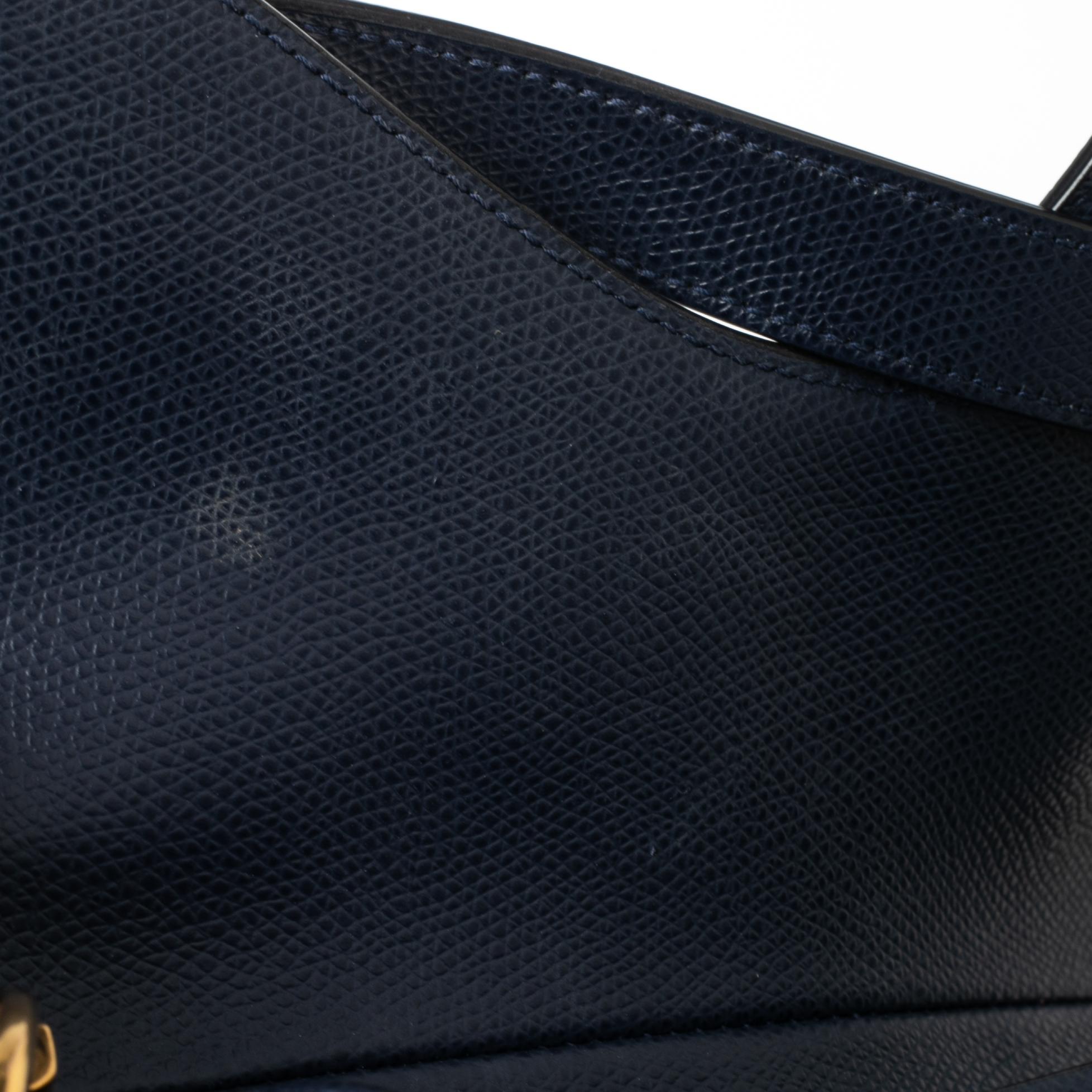 Dior Navy Blue Grained Leather Saddle Bag 3