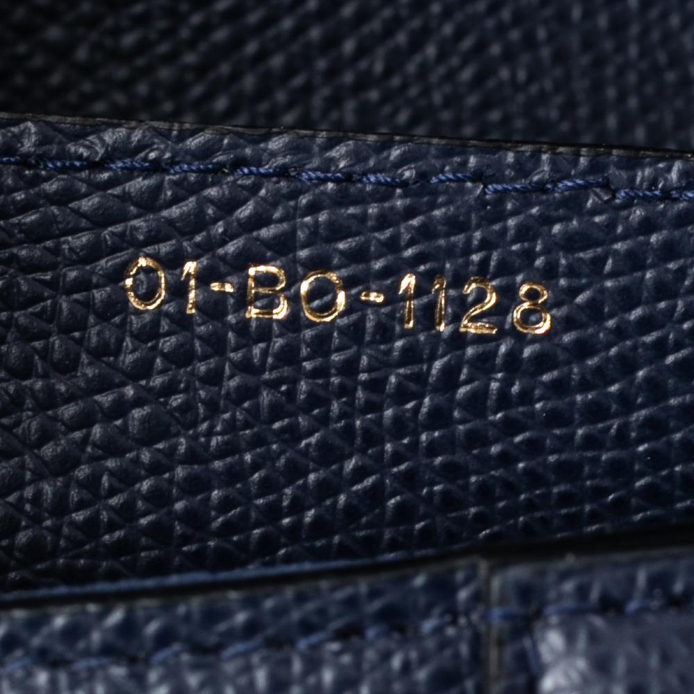 Dior Navy Blue Grained Leather Saddle Bag 1
