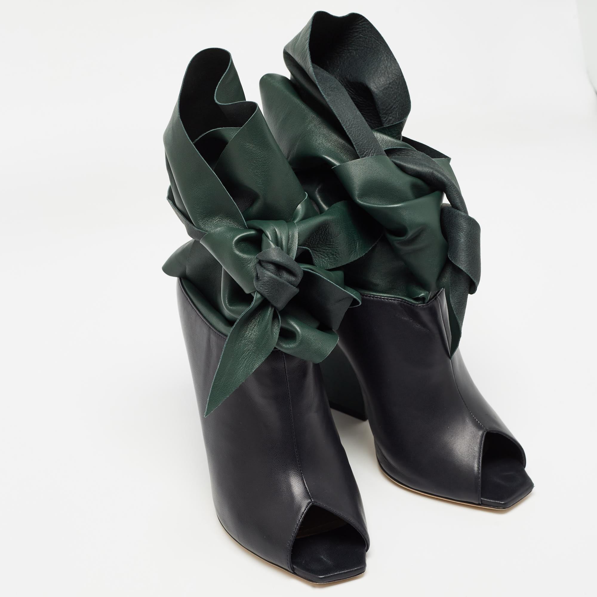 Women's Dior Navy Blue/Green Leather Ankle Wrap Mules Size 41.5