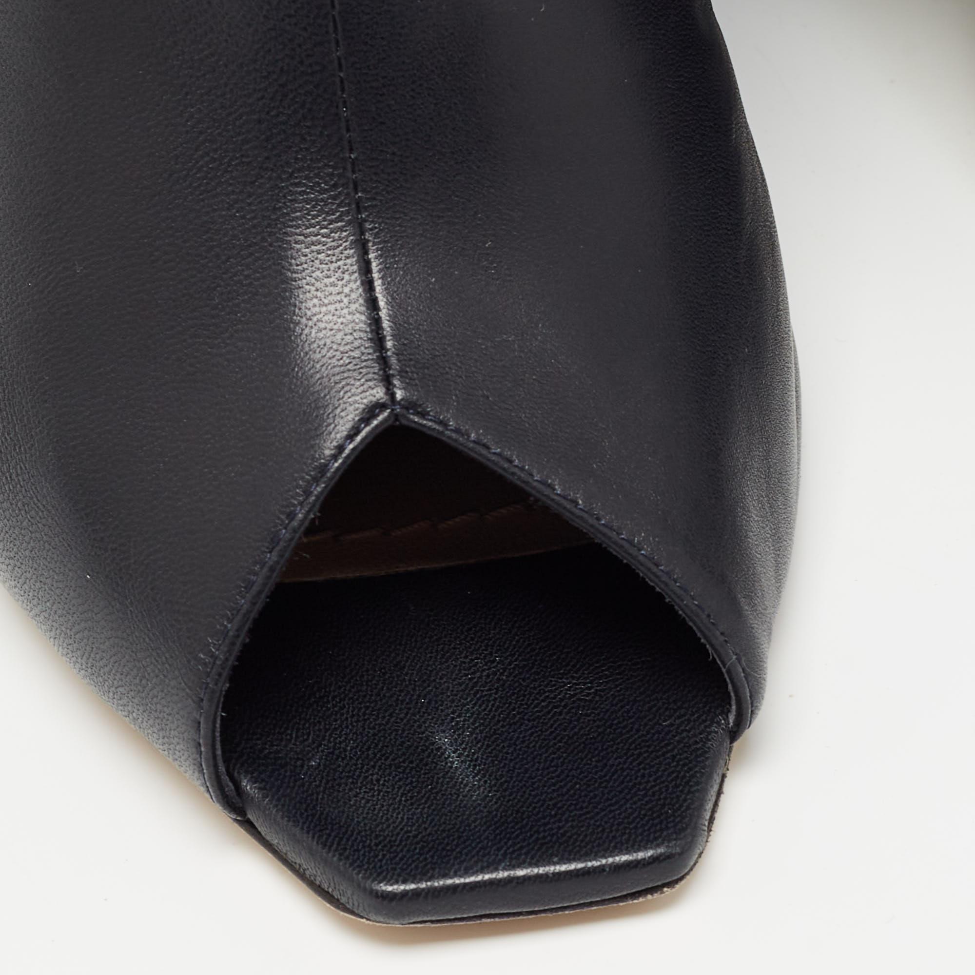 Dior Navy Blue/Green Leather Ankle Wrap Mules Size 41.5 3