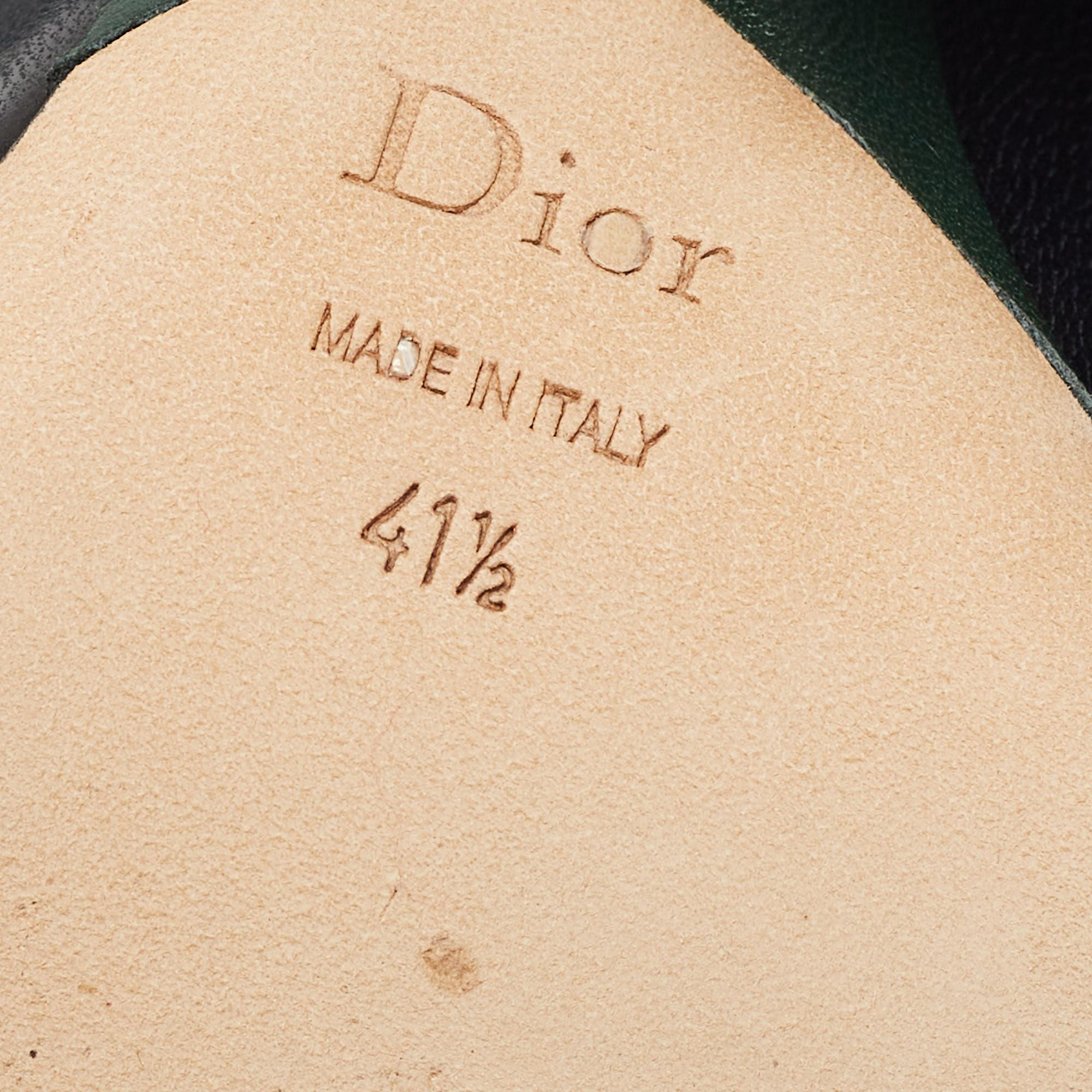 Dior Navy Blue/Green Leather Ankle Wrap Mules Size 41.5 4