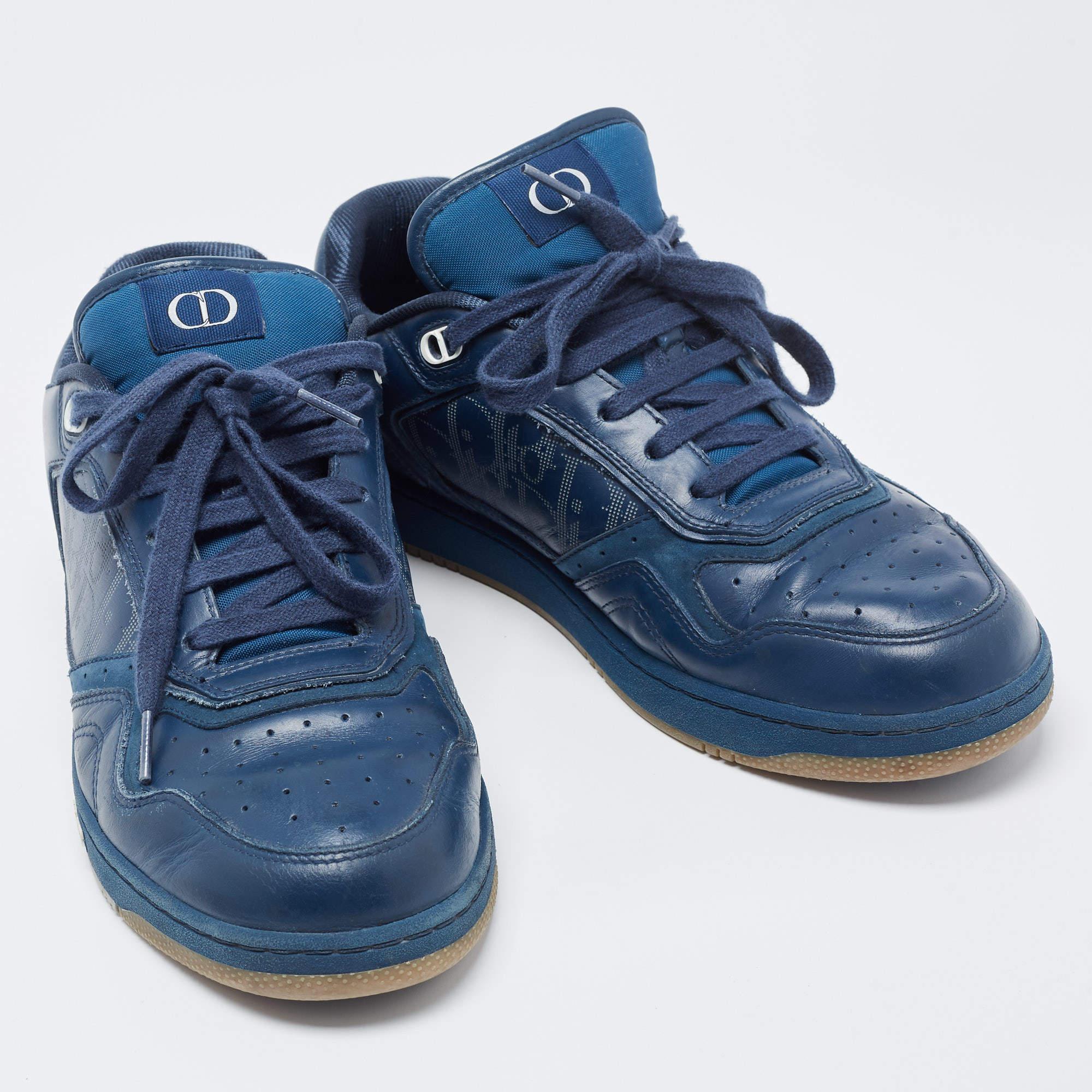 Dior Navy Blue Leather B27 Low Top Sneakers Size 42.5 1
