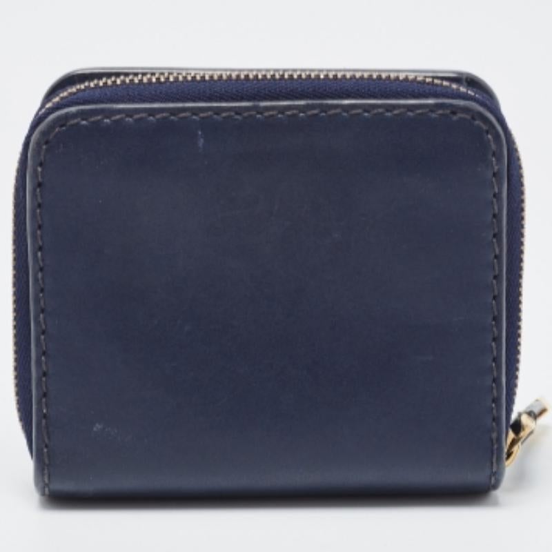 Cartera con cremallera Dior D Fence de piel azul marino Negro en venta