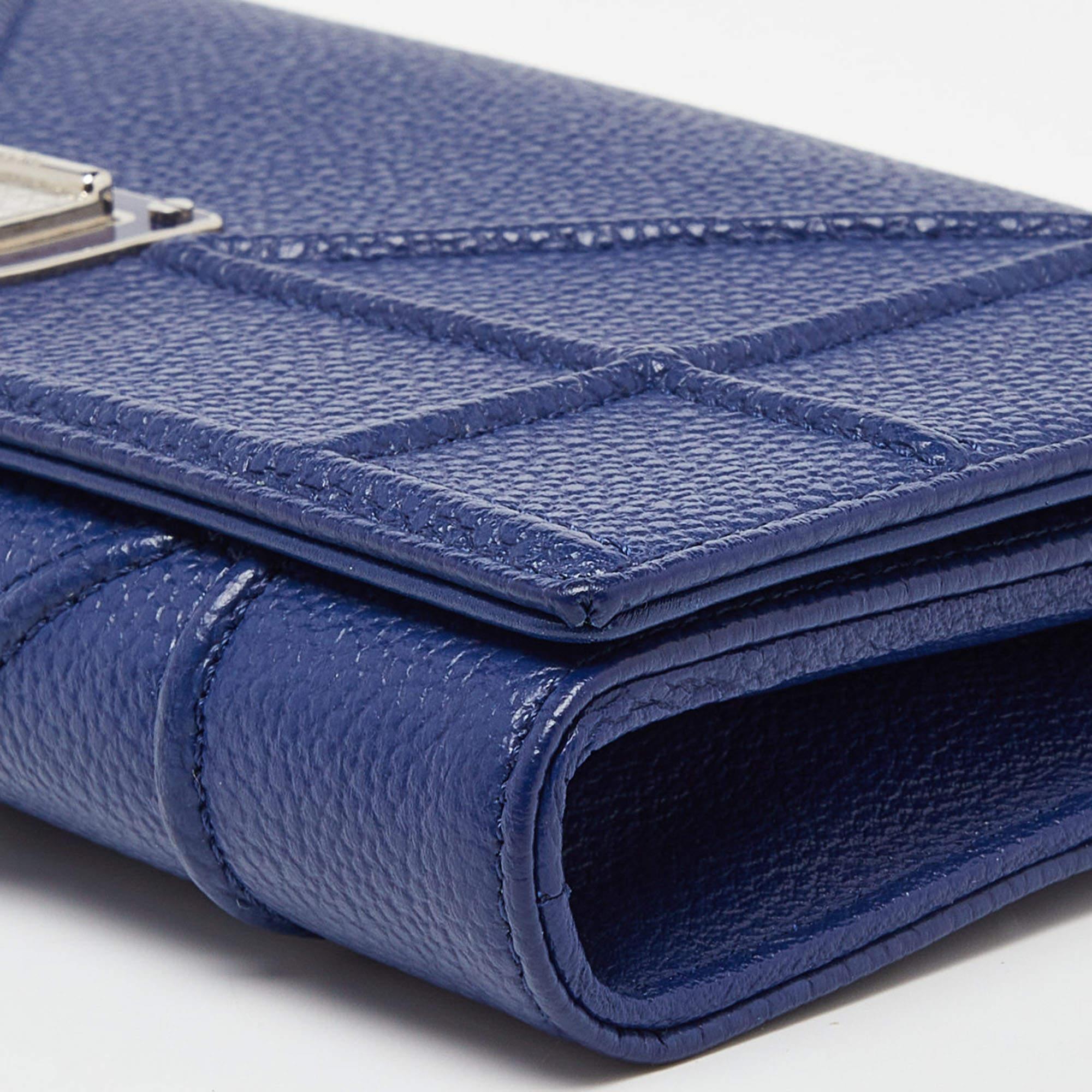 Dior Navy Blue Leather Diorama Wallet On Chain 6