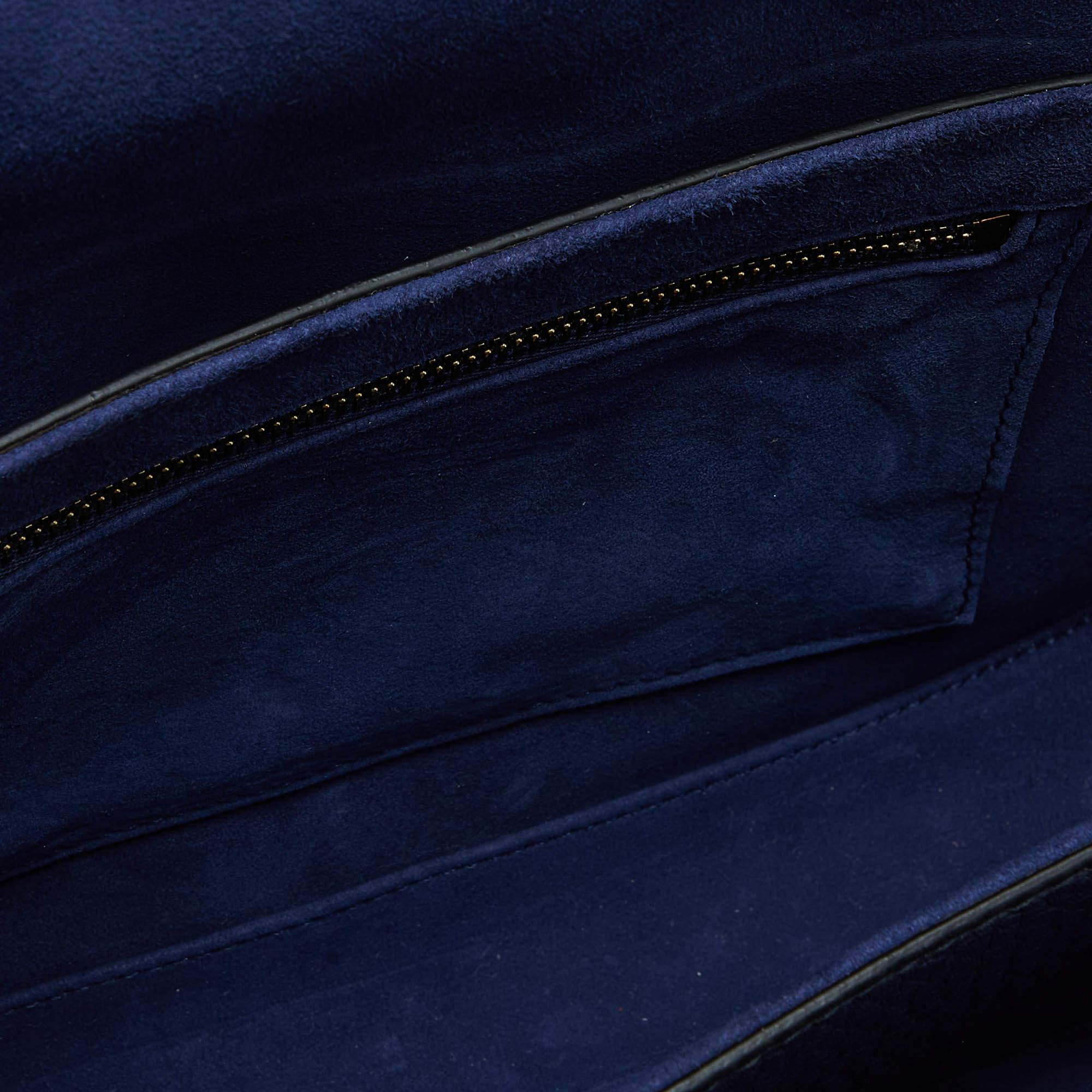 Dior Navy Blue Leather Dio(r)evolution Flap Bag For Sale 7