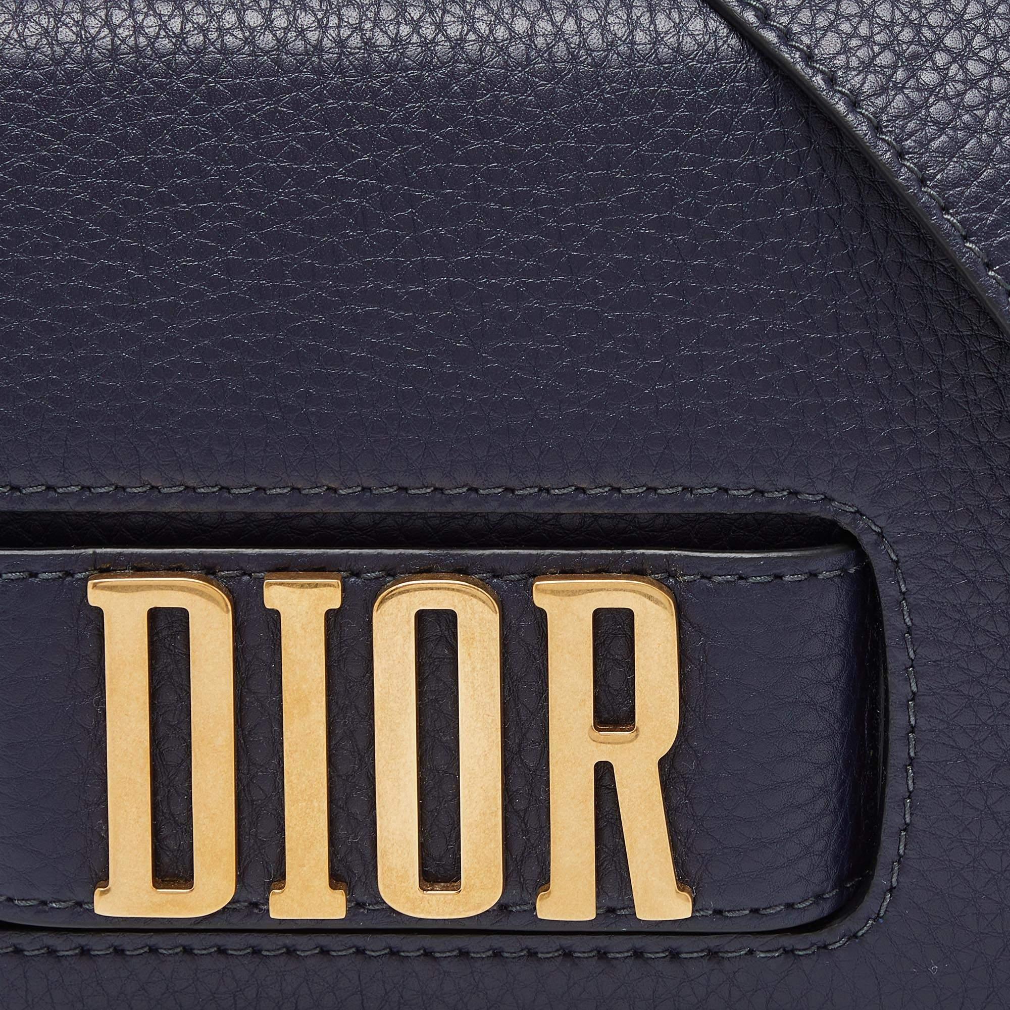 Women's Dior Navy Blue Leather Dio(r)evolution Flap Bag For Sale