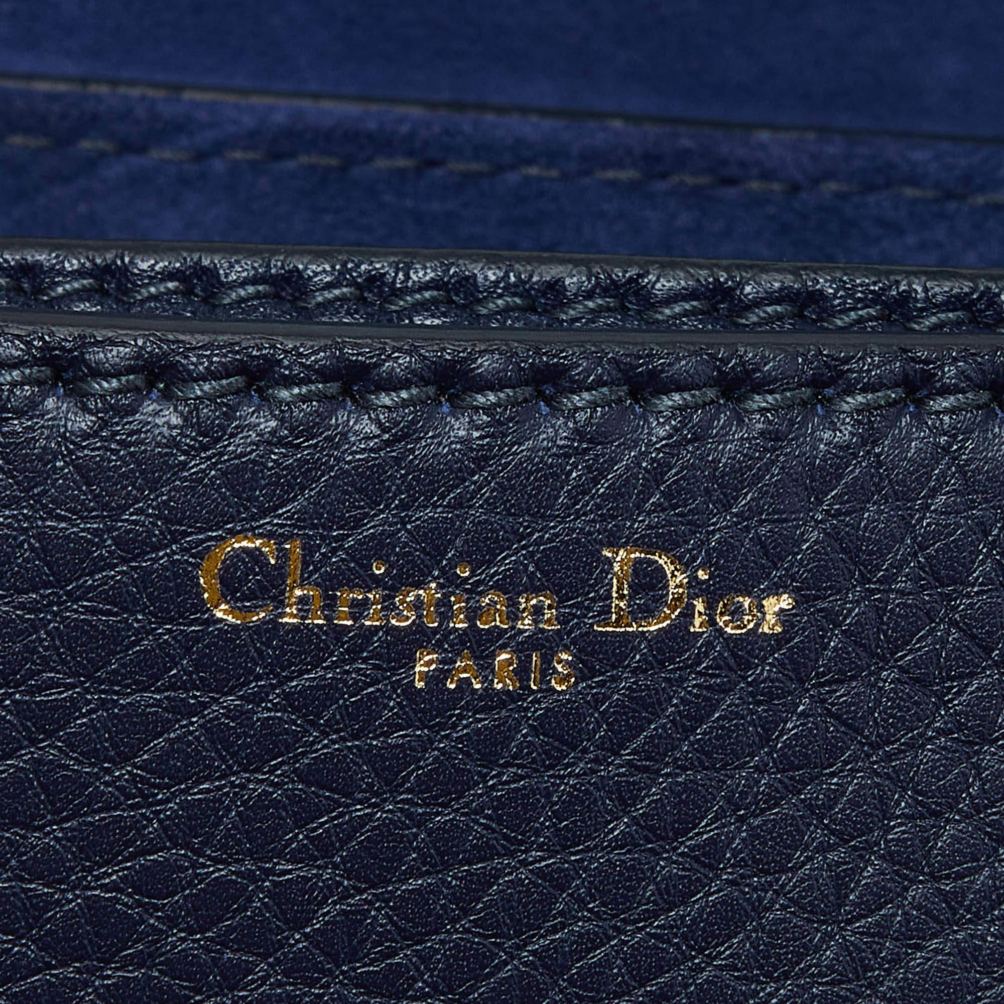 Dior Navy Blue Leather Dio(r)evolution Flap Bag For Sale 5