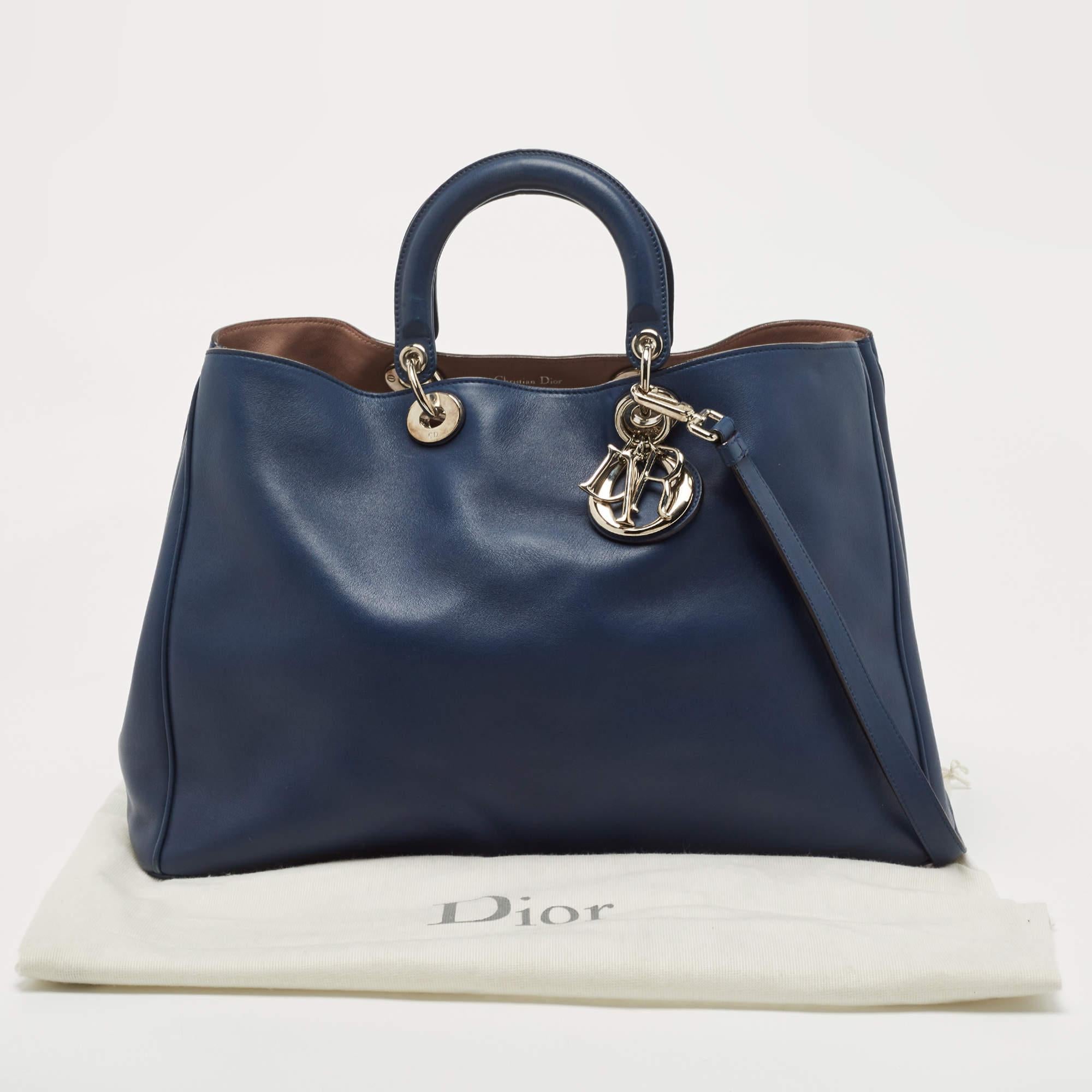 Dior Navy Blue Leather Extra Large Diorissimo Shopper Tote 9
