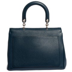 Dior Navy Blue Leather Large Be Dior Flap Top Handle Bag