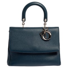 Dior Navy Blue Leather Large Be Dior Flap Top Handle Bag