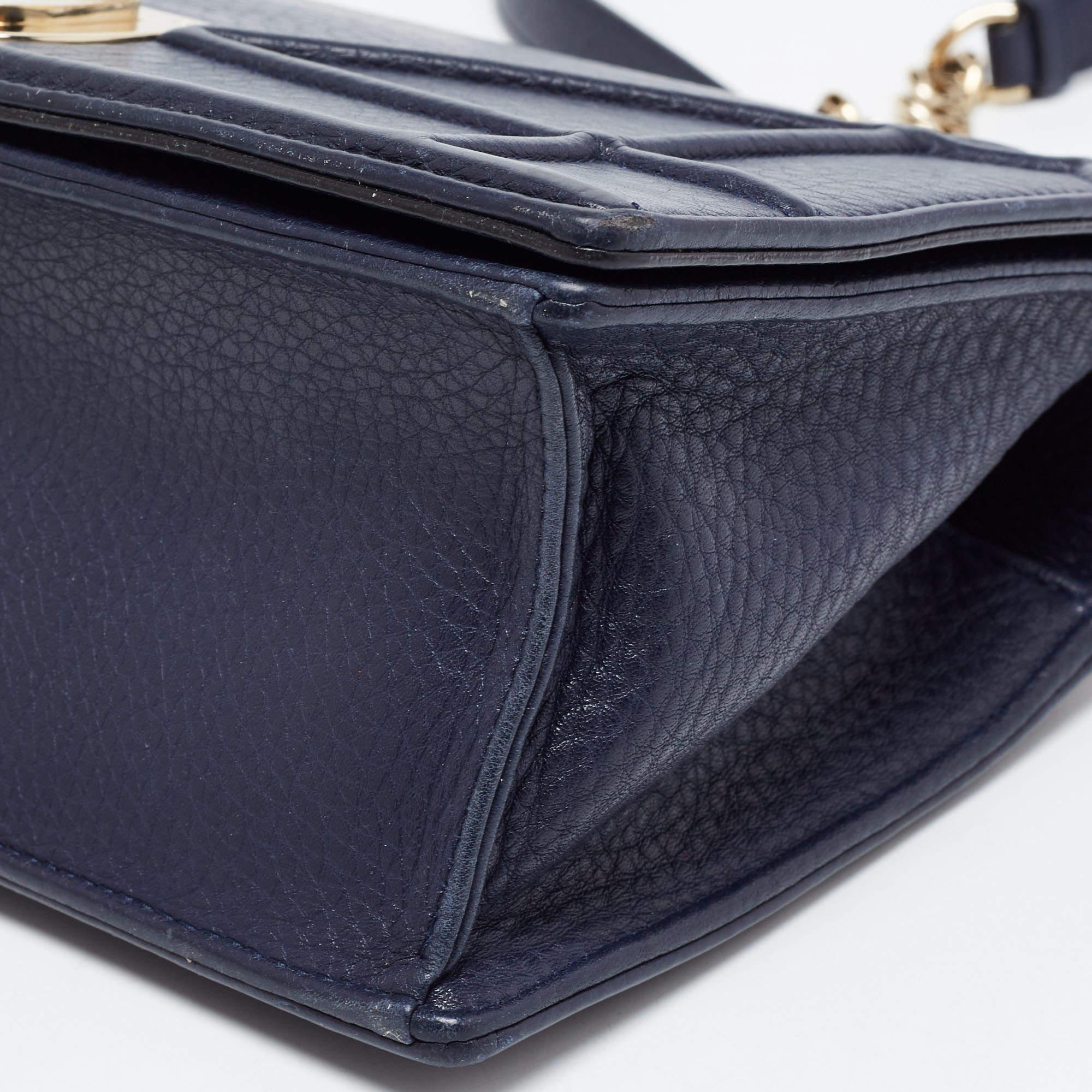 Dior Navy Blue Leather Medium Diorama Flap Shoulder Bag 7
