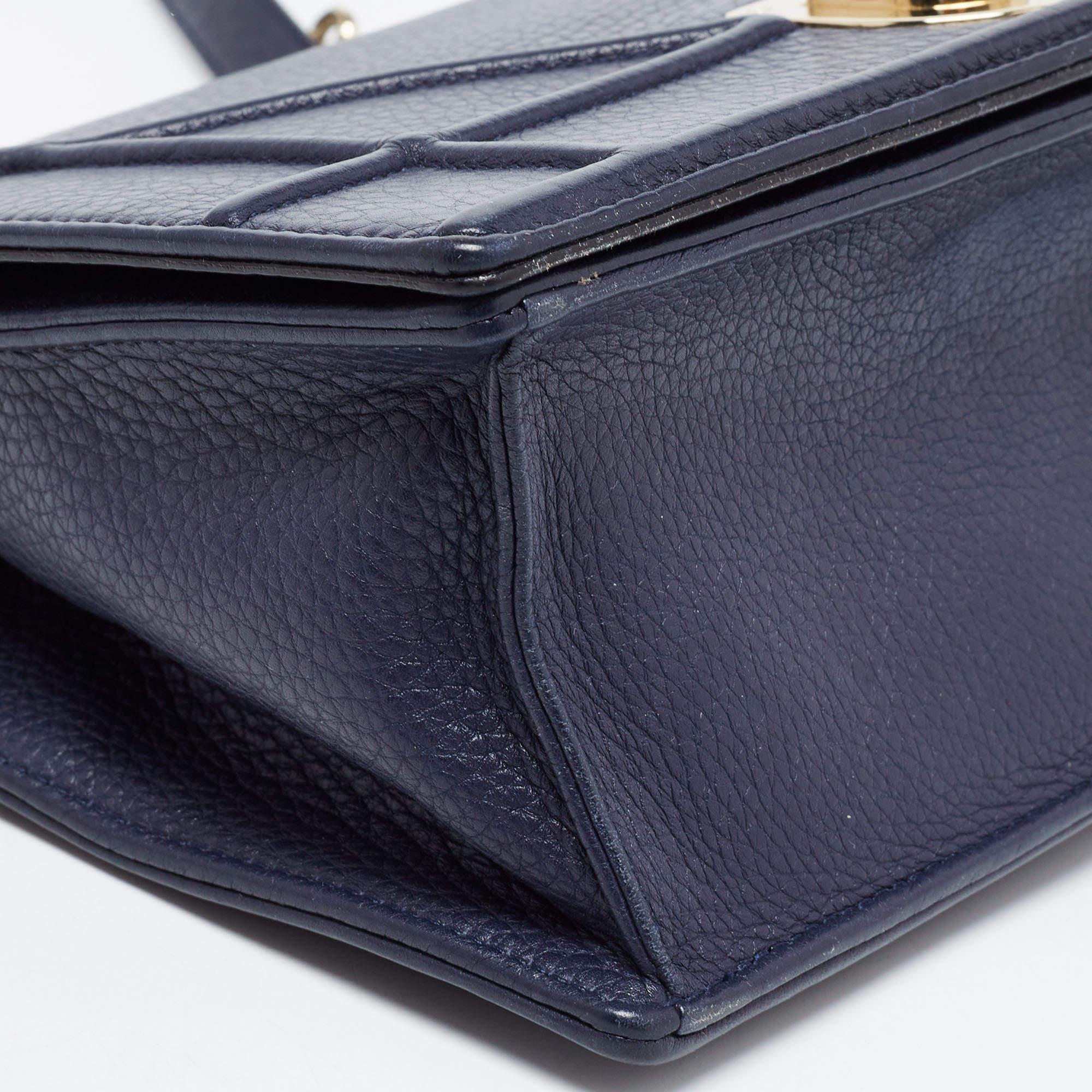 Dior Navy Blue Leather Medium Diorama Flap Shoulder Bag 8