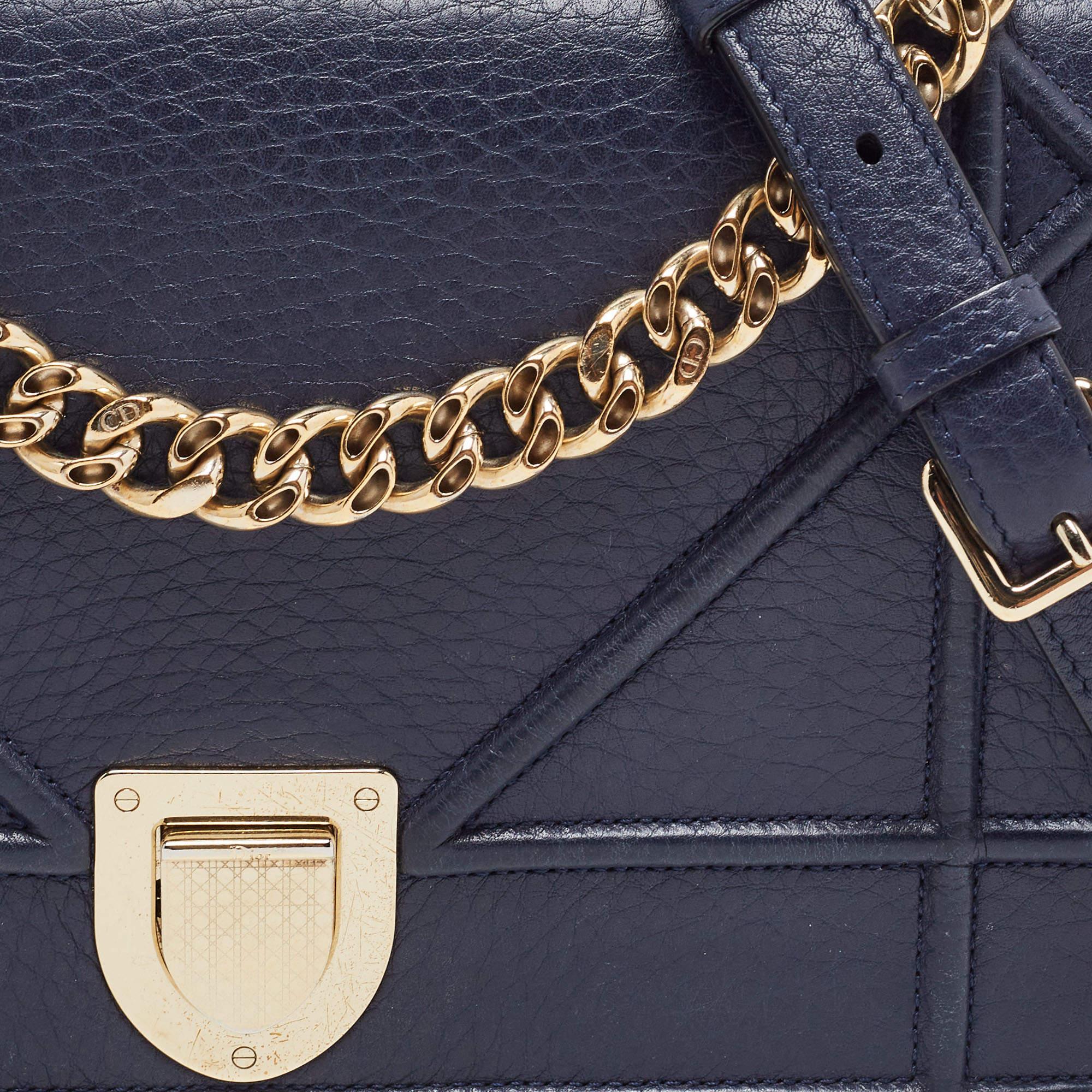 Dior Navy Blue Leather Medium Diorama Flap Shoulder Bag 9