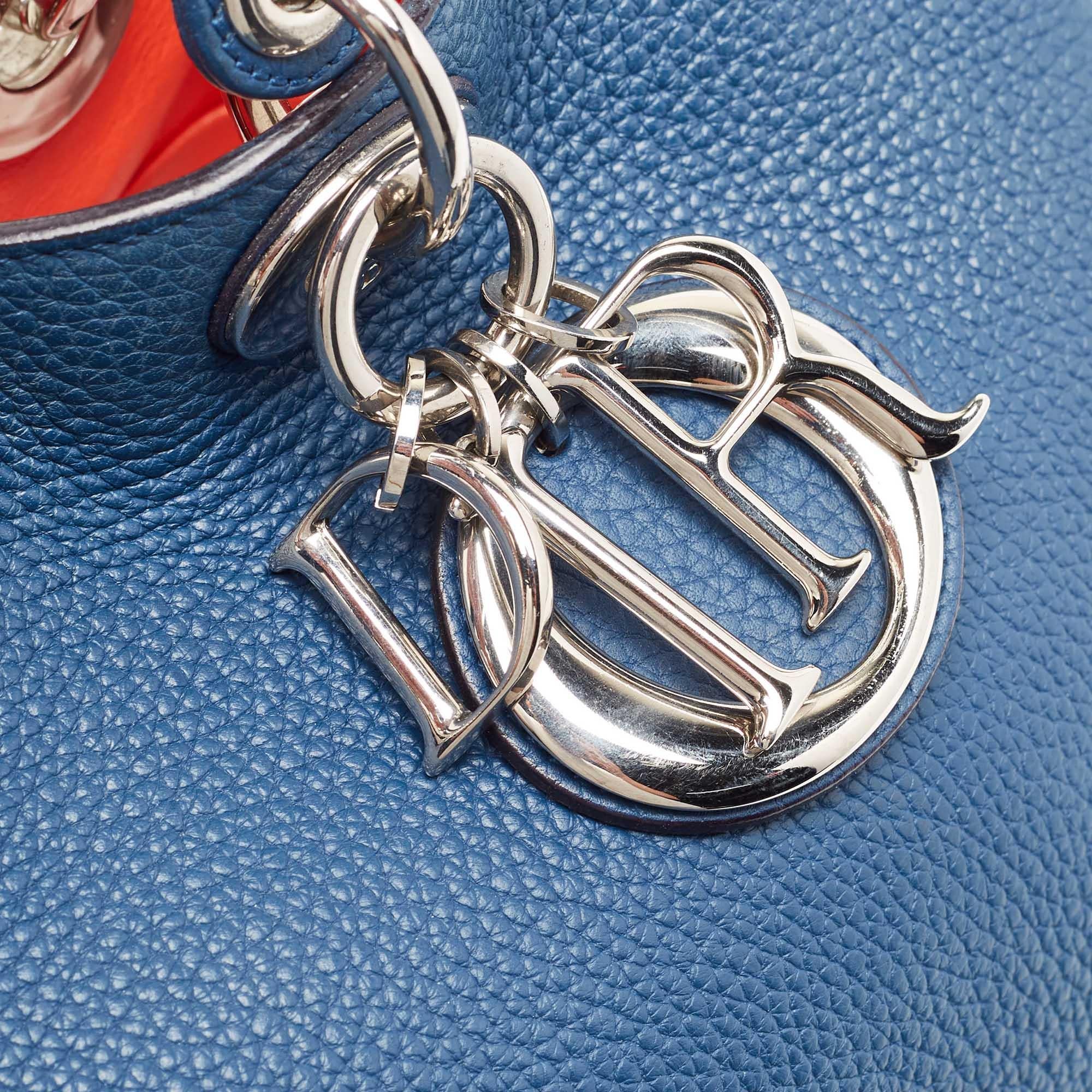 Dior Navy Blue Leather Medium Diorissimo Tote 7