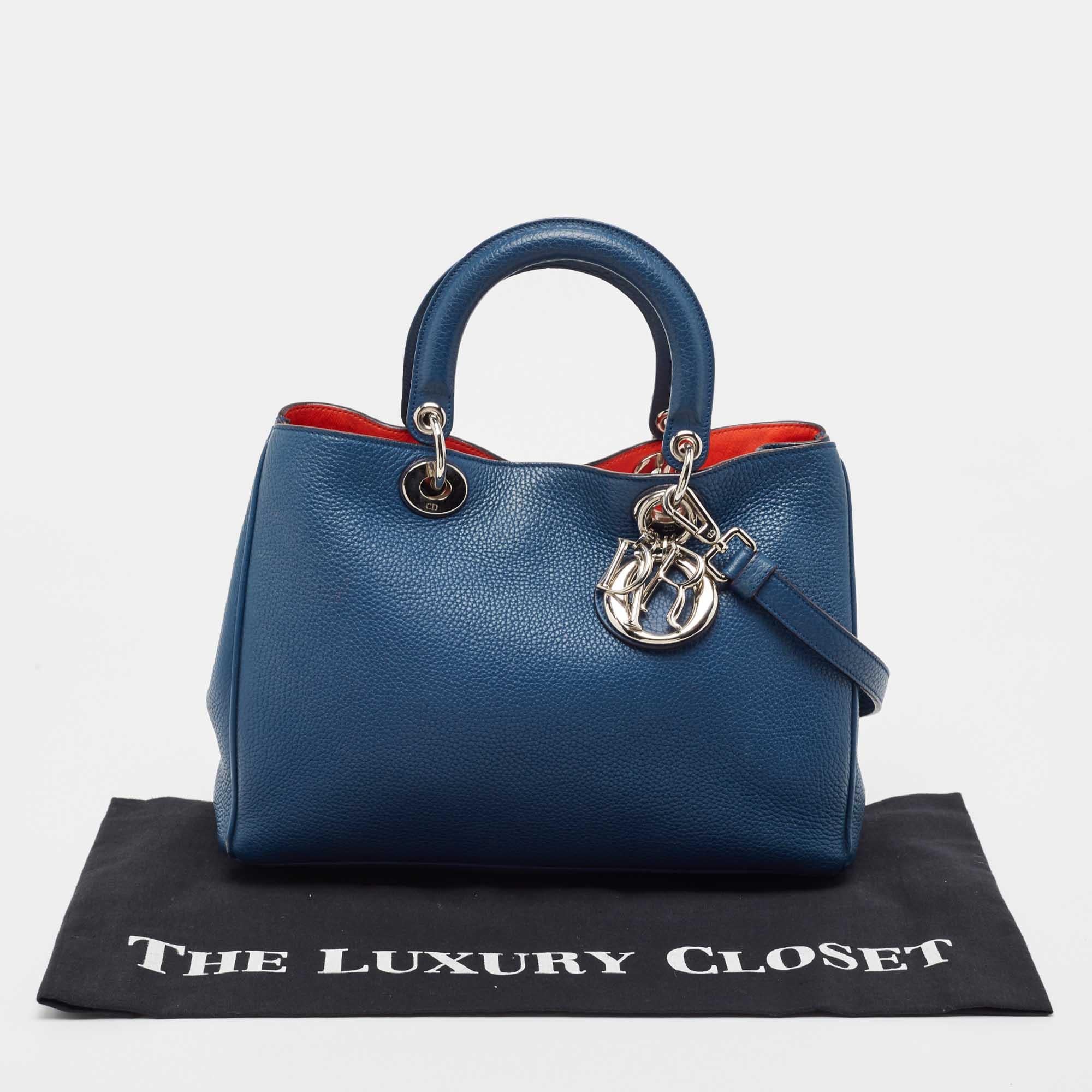 Dior Navy Blue Leather Medium Diorissimo Tote 15