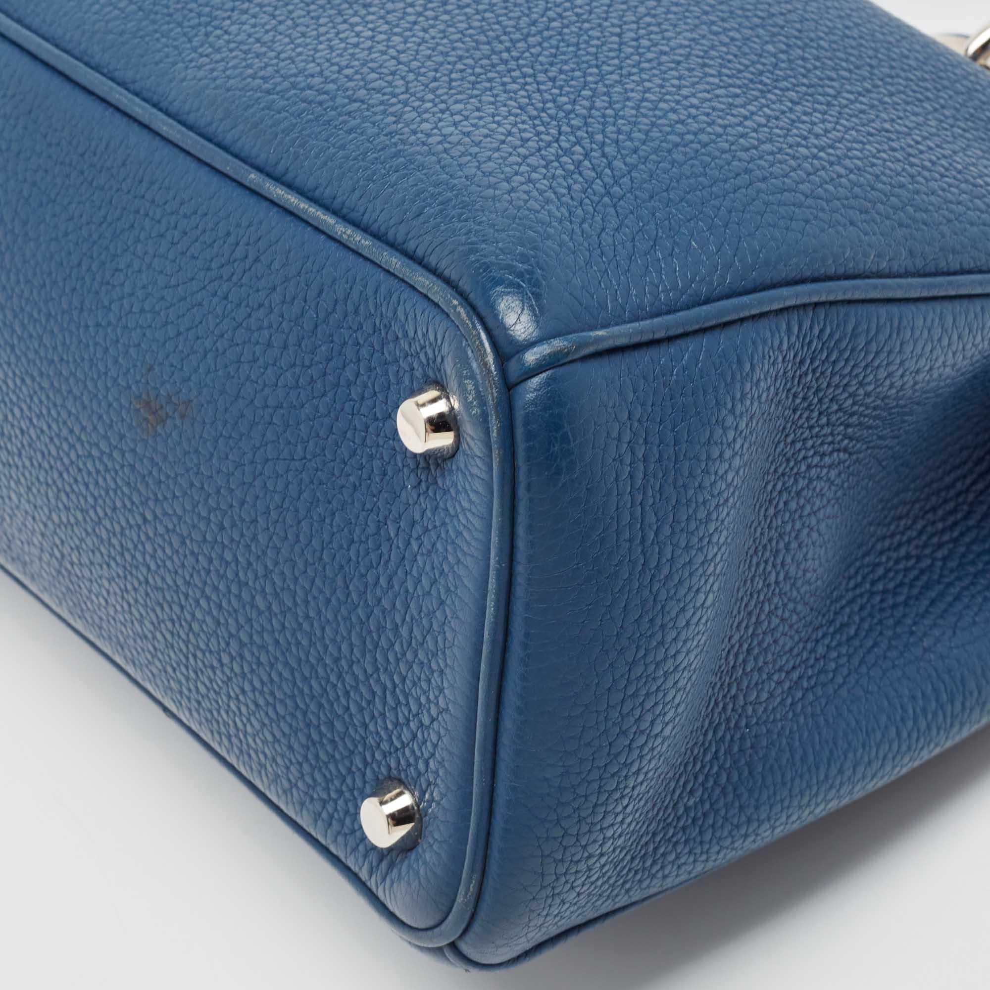 Dior Navy Blue Leather Medium Diorissimo Tote 1