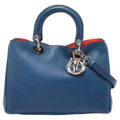 Dior Navy Blue Leather Medium Diorissimo Tote