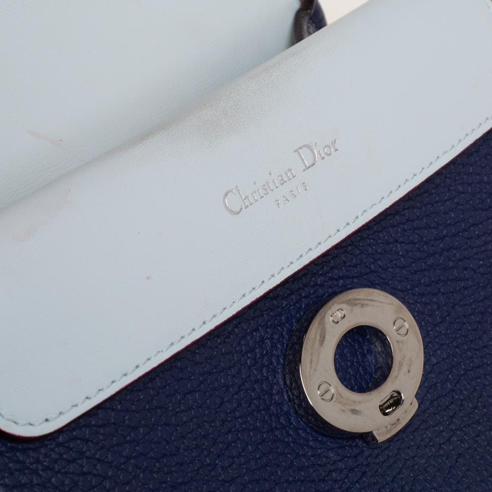 Dior Navy Blue Leather Mini Be Dior Top Handle Bag 5