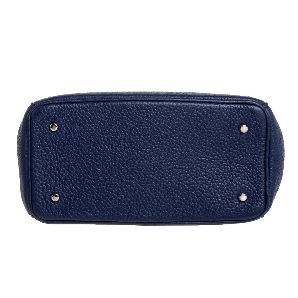 Dior Navy Blue Leather Mini Be Dior Top Handle Bag In Good Condition In Dubai, Al Qouz 2