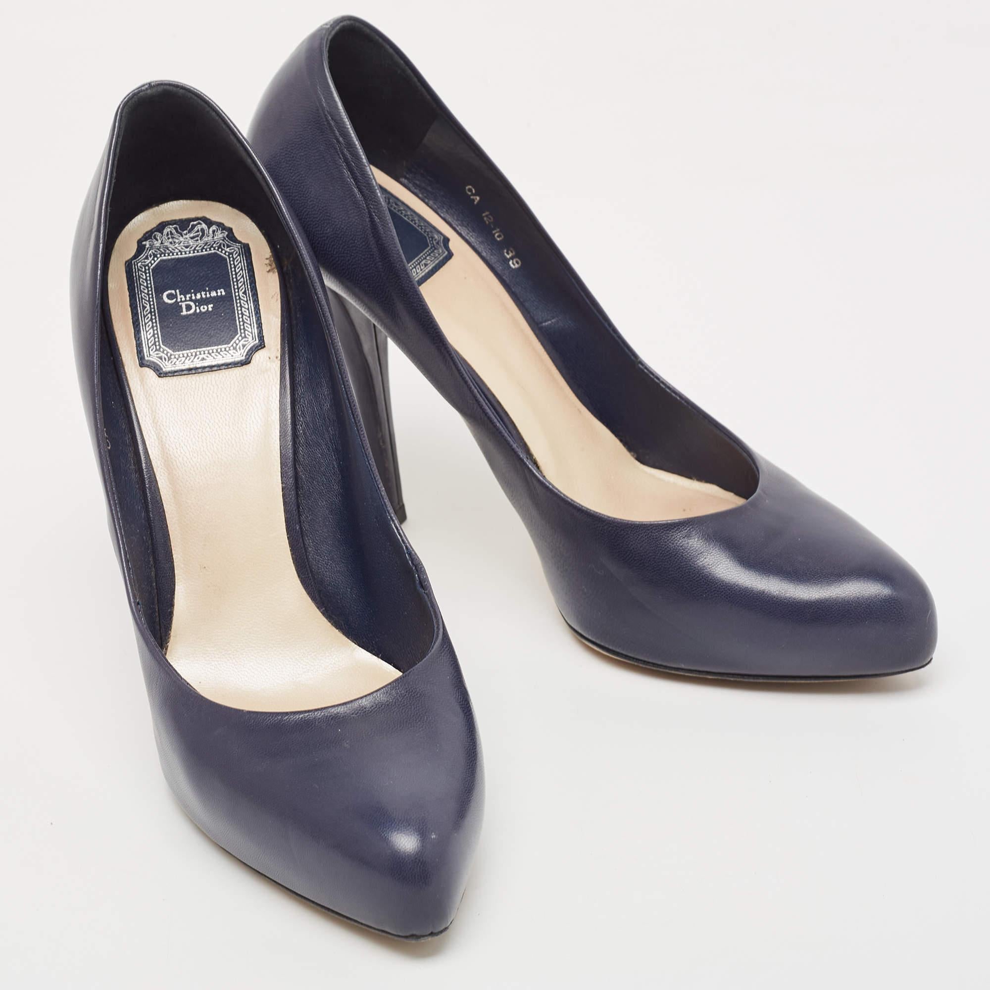 Women's Dior Navy Blue Leather Pumps Size 39 For Sale