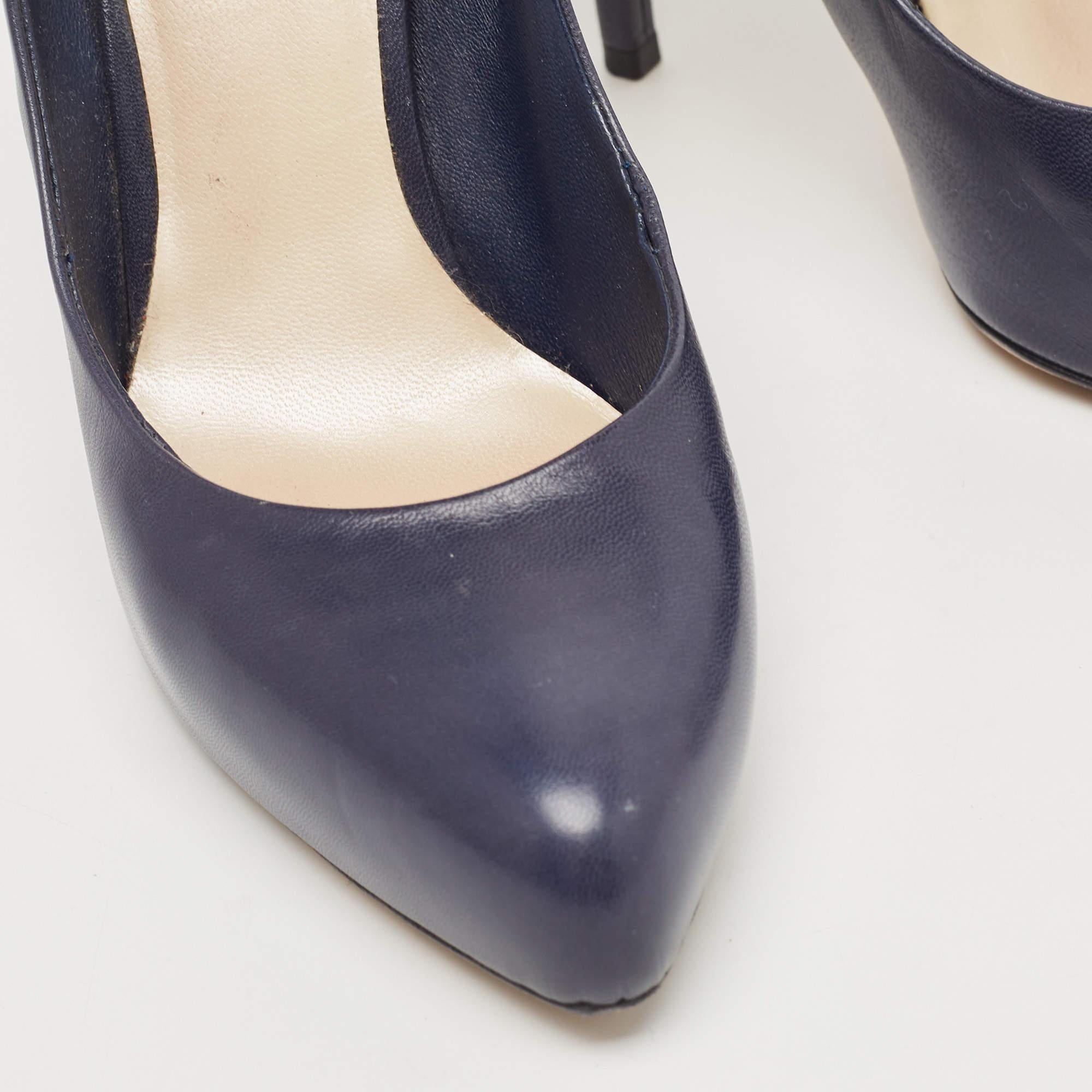Dior Navy Blue Leather Pumps Size 39 For Sale 3