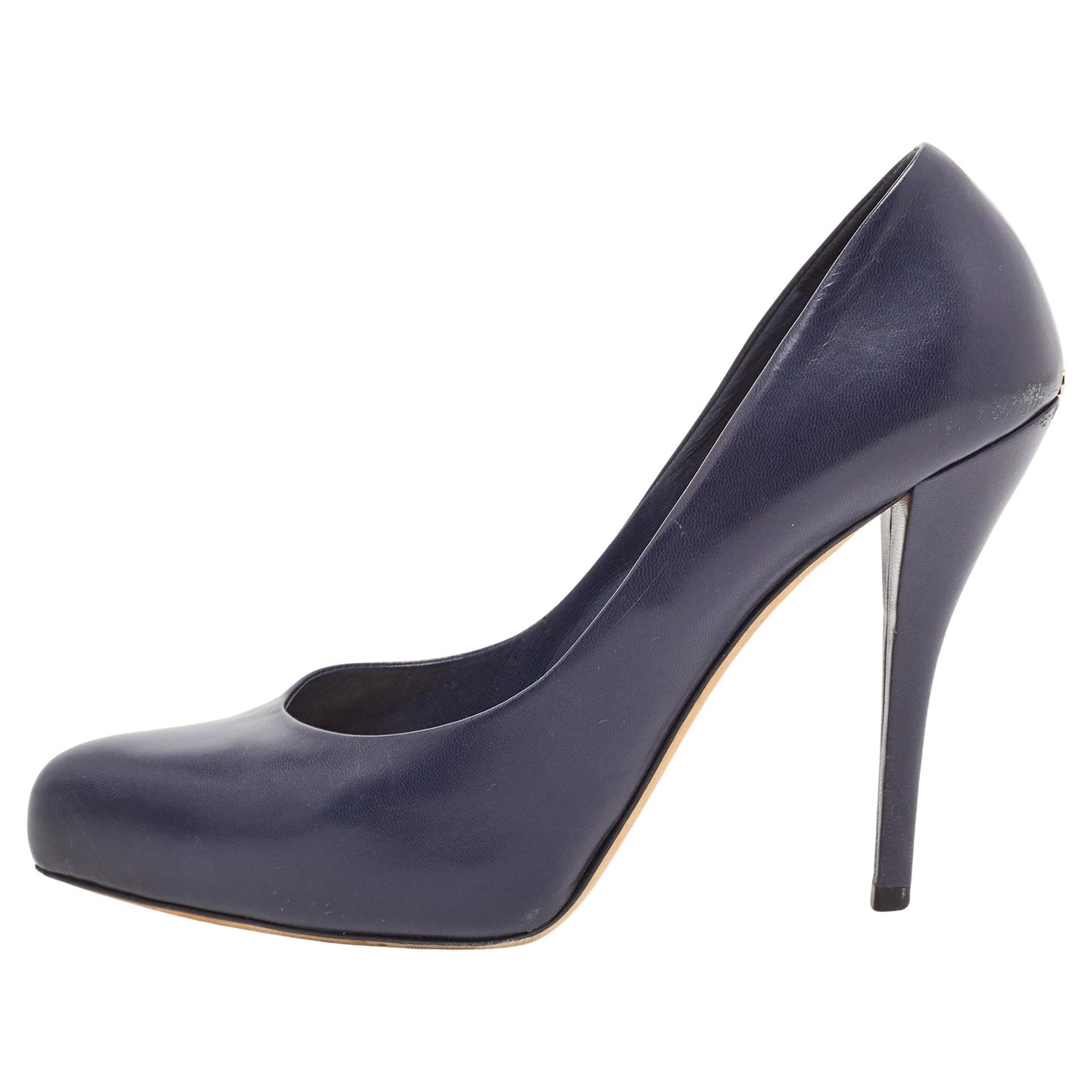 Dior Navy Blue Leather Pumps Size 39 For Sale