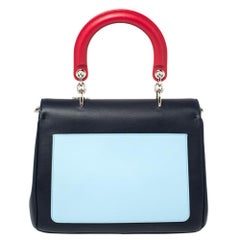 Dior Navy Blue Leather Small Be Dior Flap Top Handle Bag