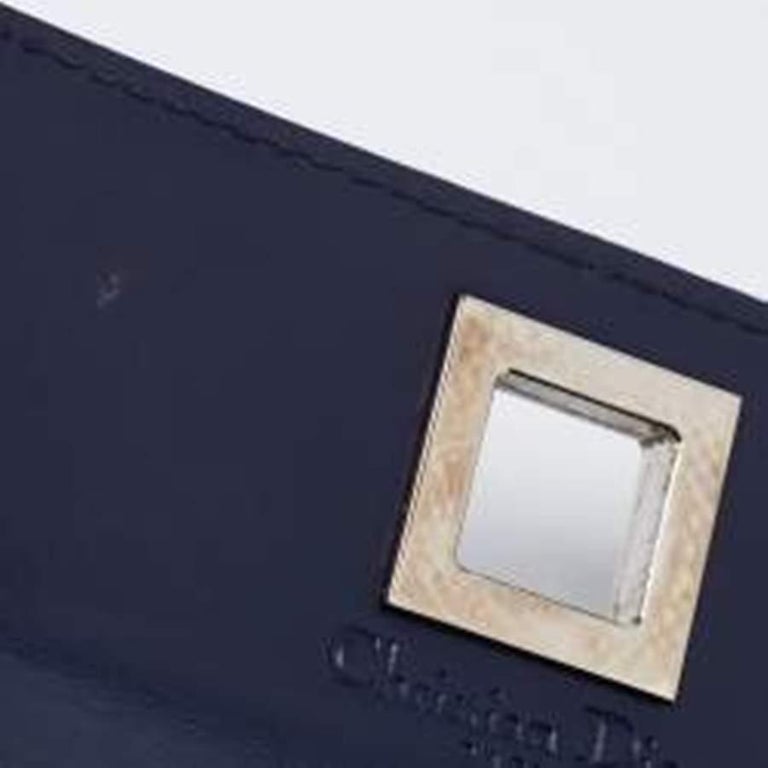 Dior Navy Blue Leather Turn Me Gusset Card Case For Sale at 1stDibs