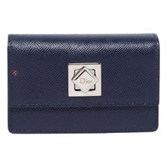 Antique Dior Navy Blue Leather Turn Me Gusset Card Case