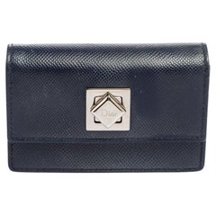 Dior Navy Blue Leather Turn Me Gusset Card Case