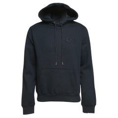 Dior - Hoodie en coton brodée de logos bleu marine M