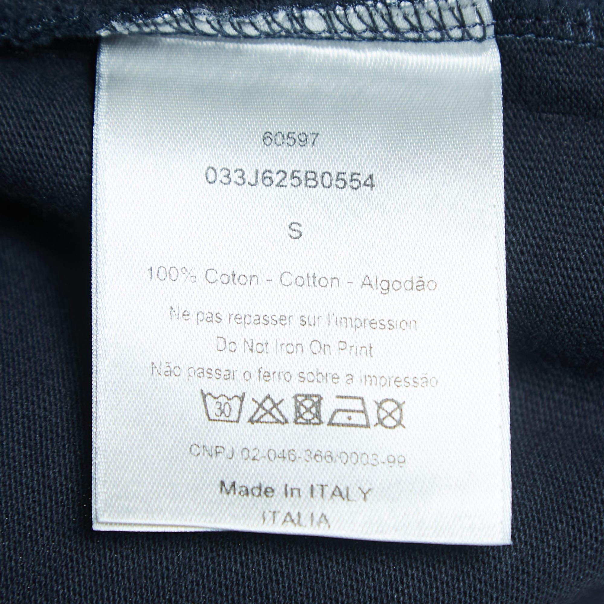 Dior Navy Blue Logo Print Half Sleeve T-Shirt S In Good Condition In Dubai, Al Qouz 2