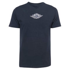 Dior Navy Blue Logo Print Half Sleeve T-Shirt S
